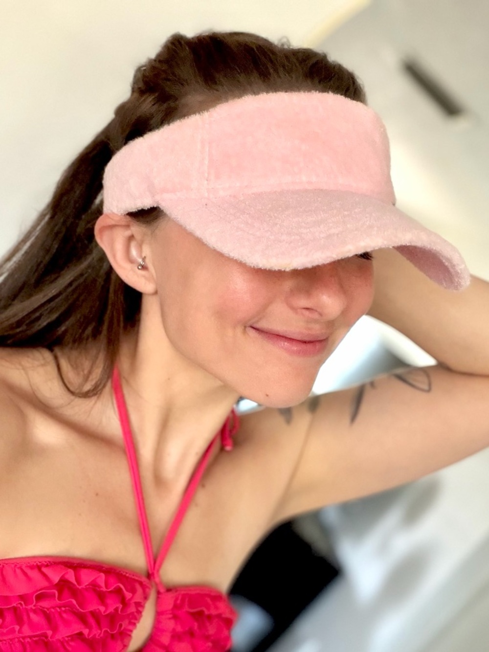 Bubble Gum Terry Cloth Visor Towel‎ Textured Sun Hat